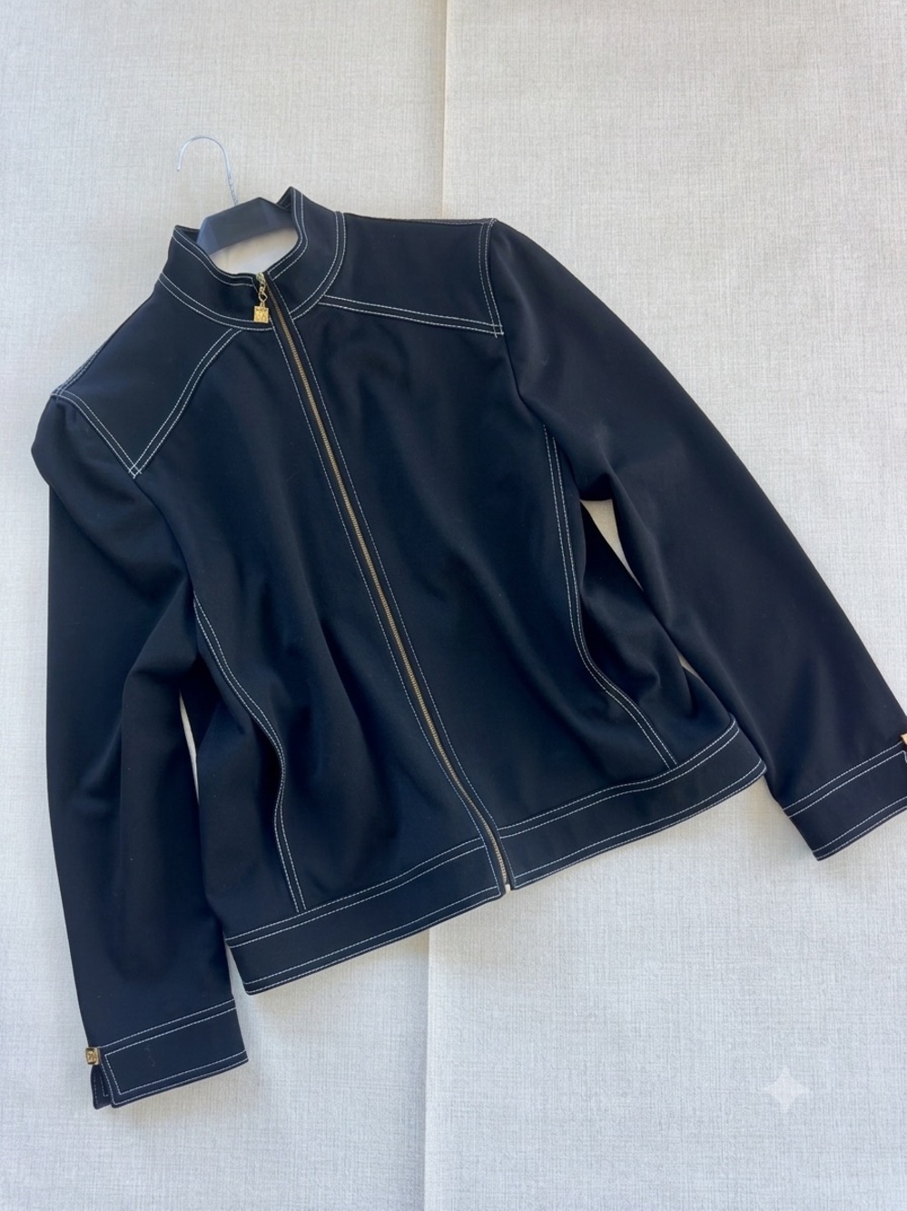 St. John Sport by Marie Gray Black Jacket with White Topstitching